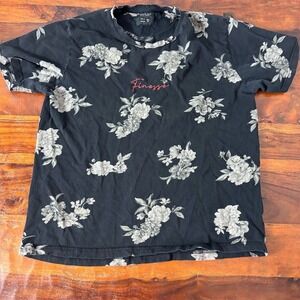 Cactus Man Ricky Singh Men's Floral Embroidered Finesse T-Shirt Black‎ Size M